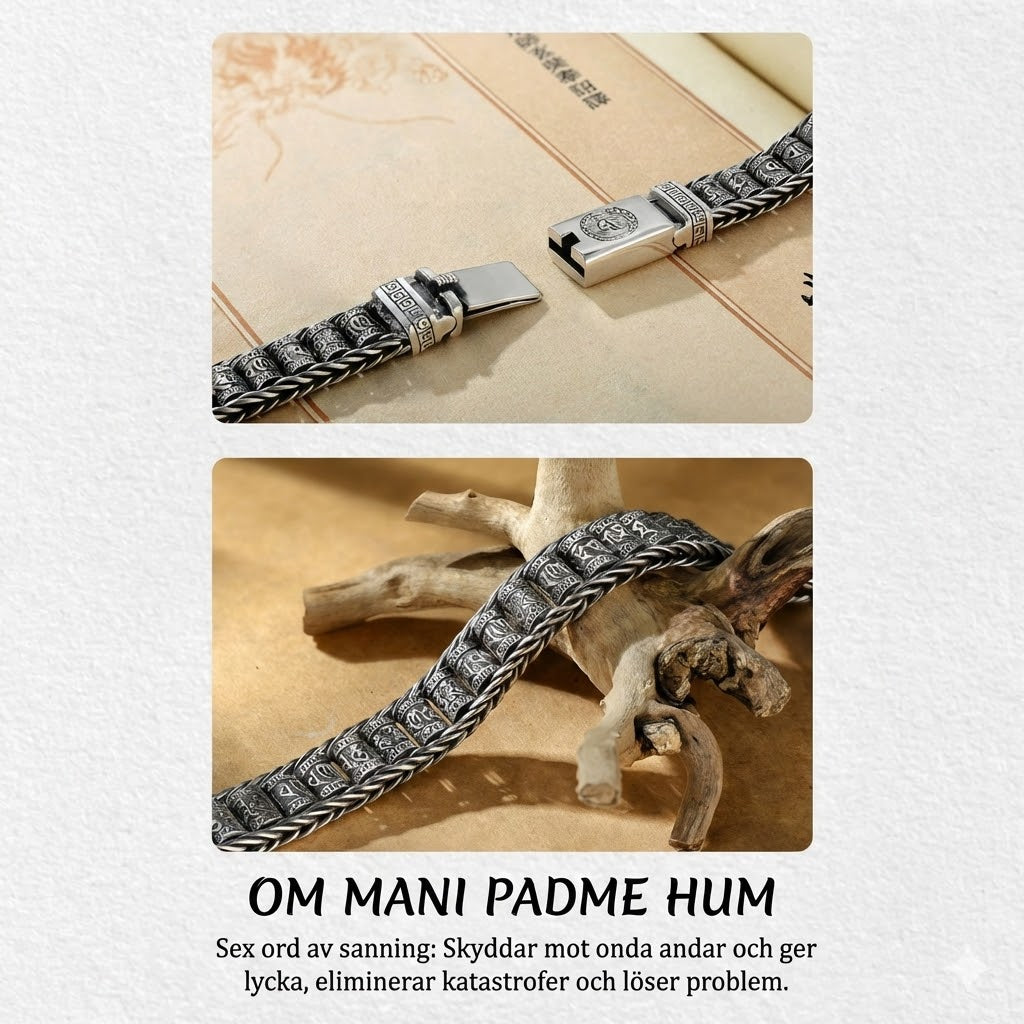 Tibetanskt bönehjul-armband – 925 sterlingsilver