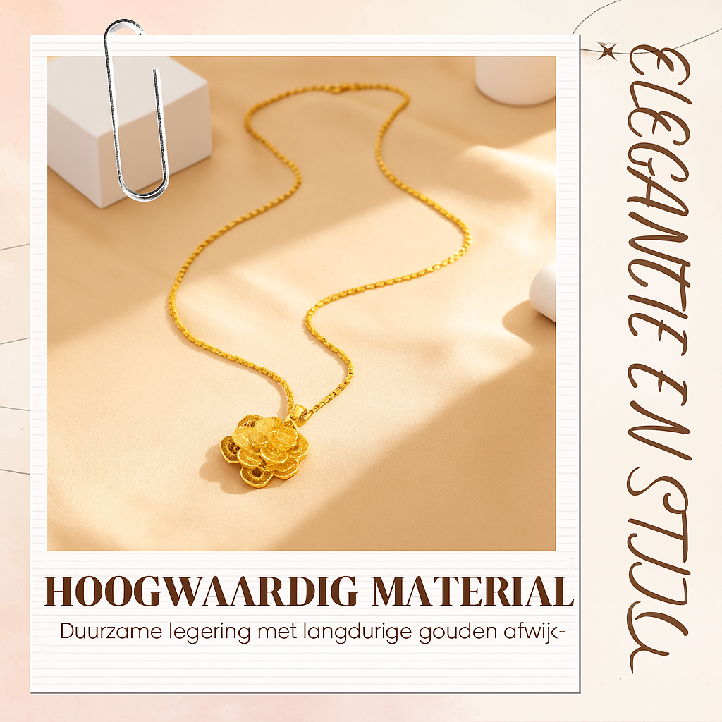 Elegante gouden bloemenhanger ketting