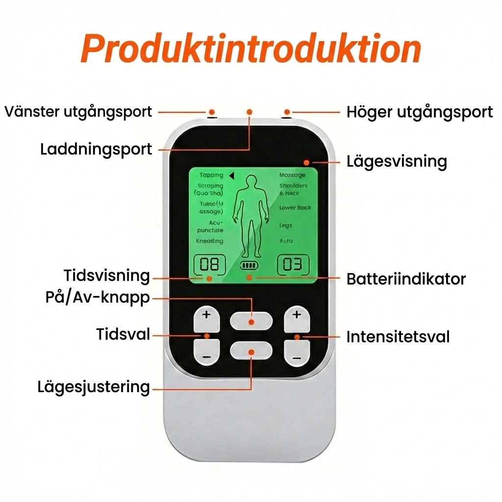Bärbar Tvåkanalig TENS-Muskelstimulator