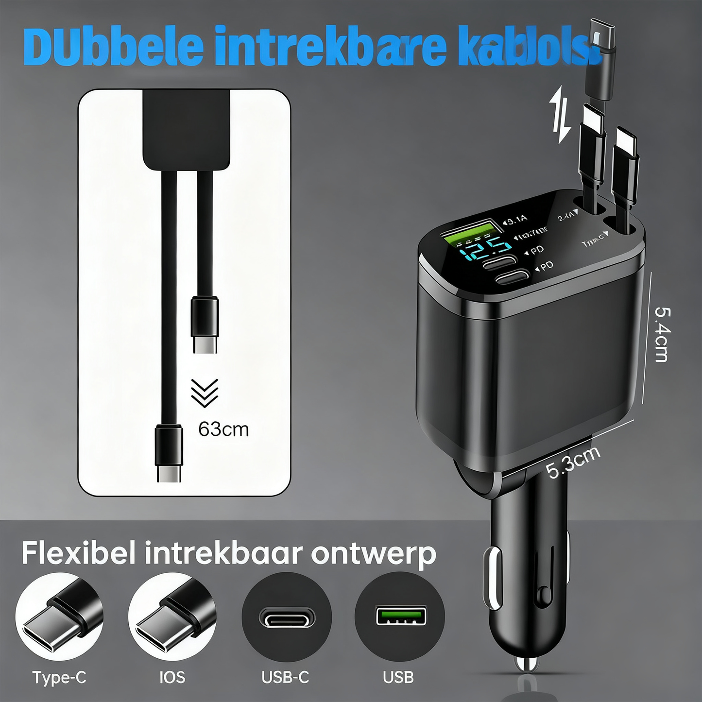 Snelle autolader met sterrenhemelverlichting
