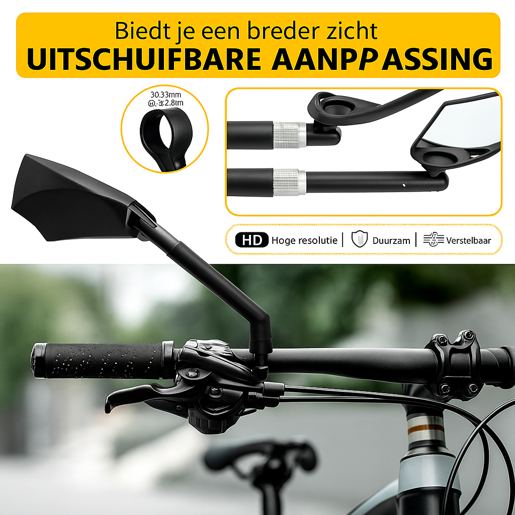 360° verstelbare fiets spiegel voor op het stuur
