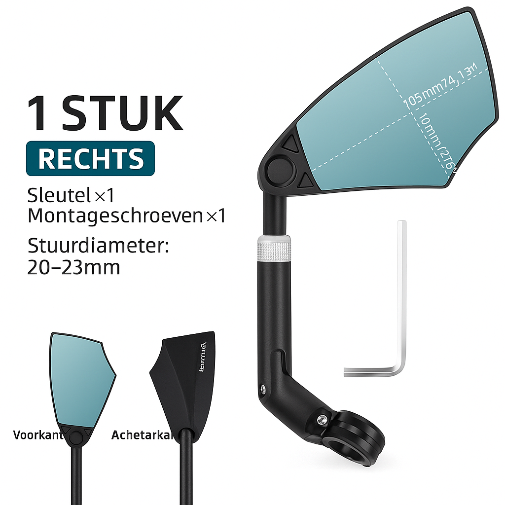 360° verstelbare fiets spiegel voor op het stuur