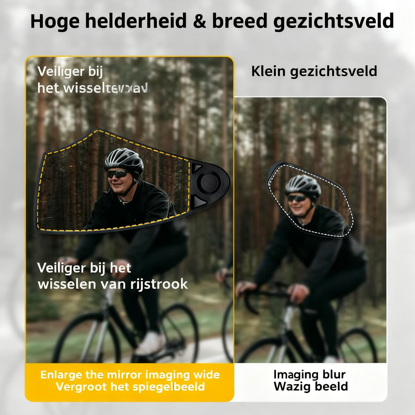 360° verstelbare fiets spiegel voor op het stuur