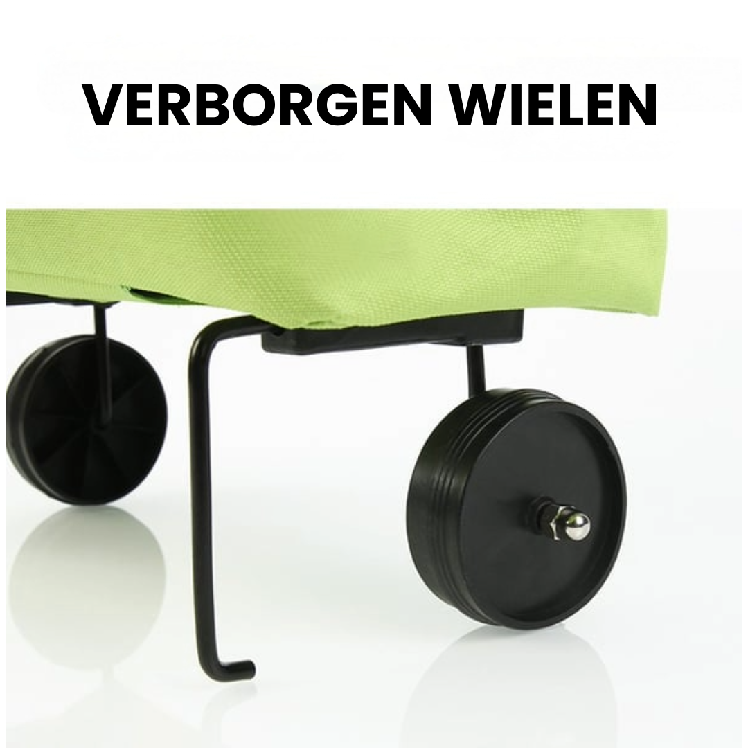 Uitbreidbare boodschappentas op wieltjes