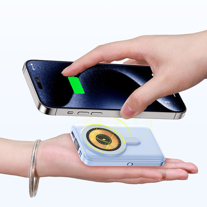 Magnetisk Trådlös Powerbank 10000mAh Snabbladdare Med Telefonhållare