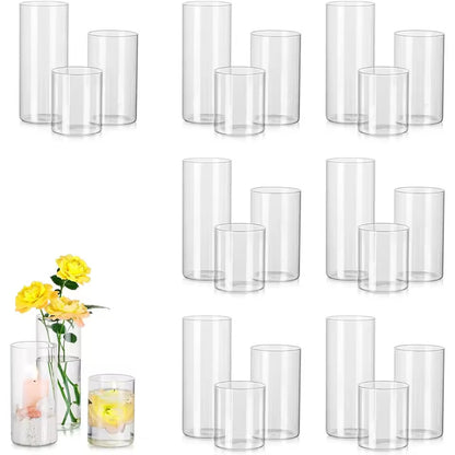 Cilinder Vazen van Glas - Set van 3 Verschillende Maten