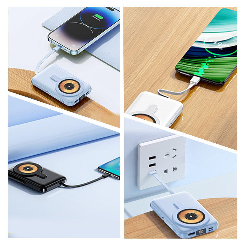 Magnetisk Trådlös Powerbank 10000mAh Snabbladdare Med Telefonhållare