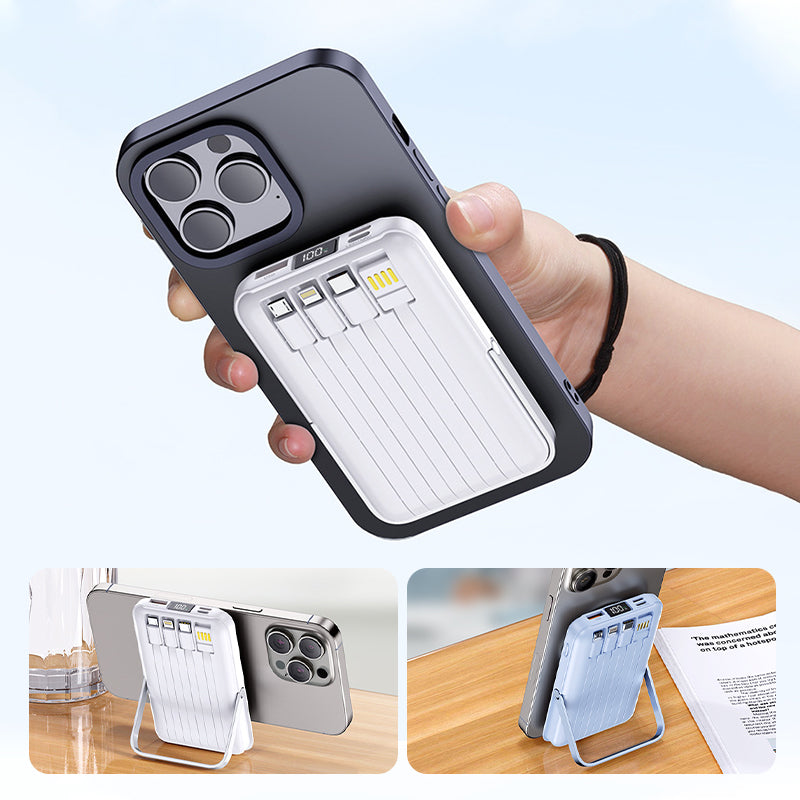 Magnetisk Trådlös Powerbank 10000mAh Snabbladdare Med Telefonhållare