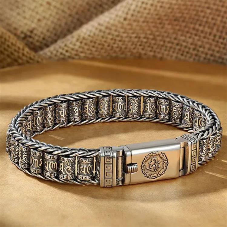 Tibetanskt bönehjul-armband – 925 sterlingsilver