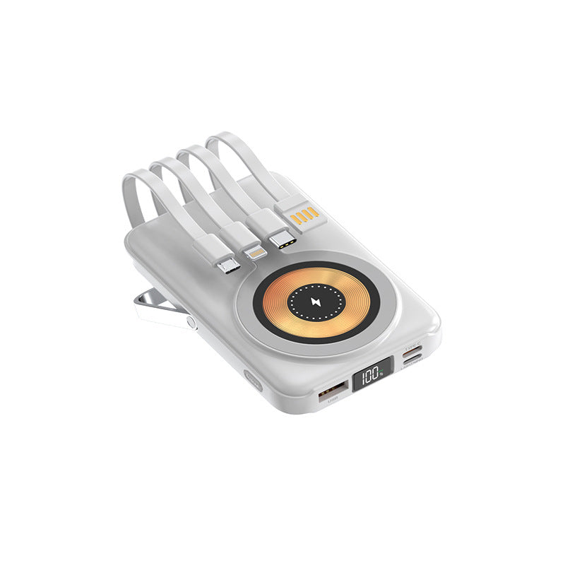 Magnetisk Trådlös Powerbank 10000mAh Snabbladdare Med Telefonhållare