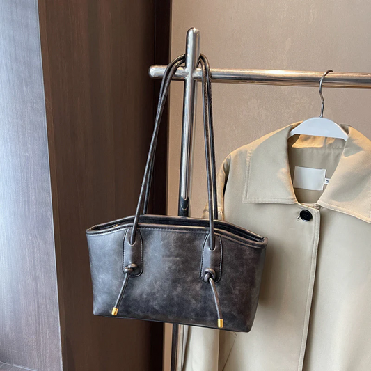 Vintage axelremsväska i PU-läder för damer