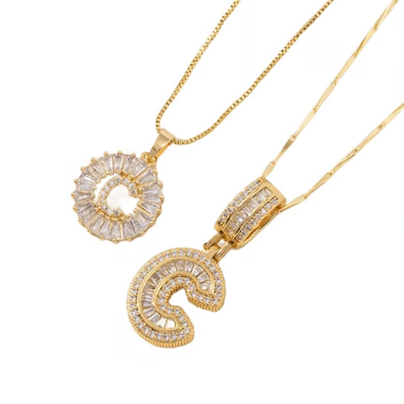 Guld alfabetet hänge halsband