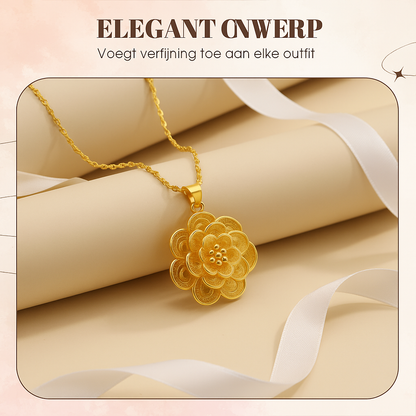 Elegante gouden bloemenhanger ketting