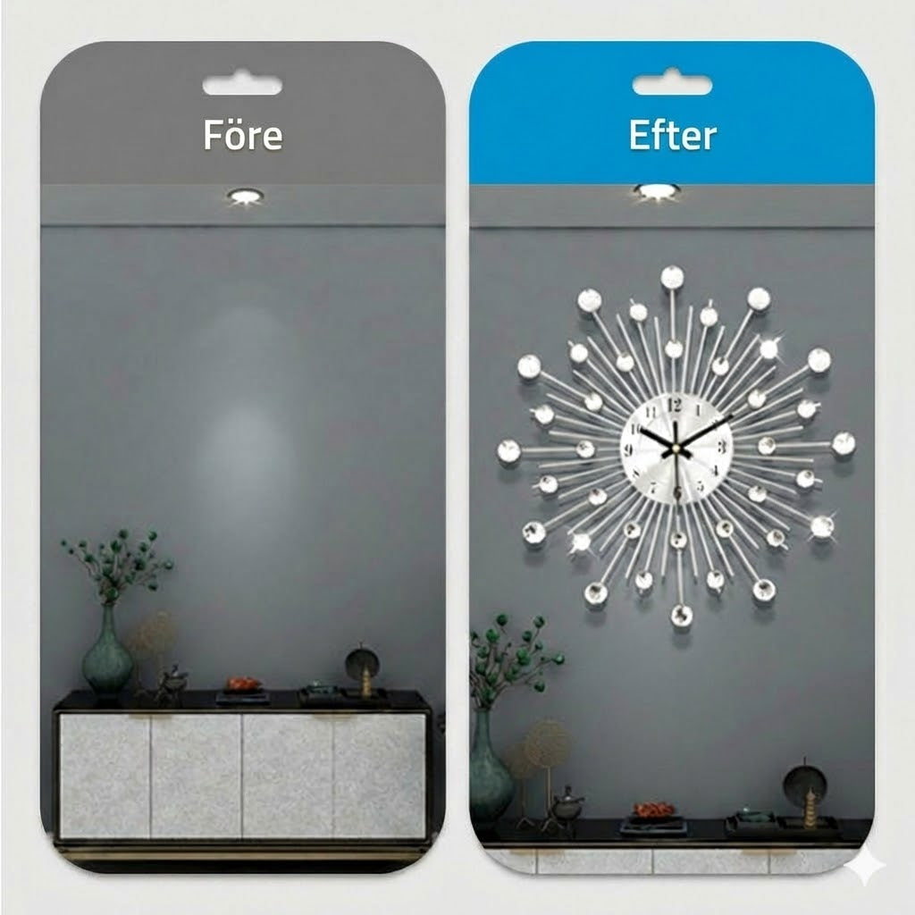 Stilfull strass-väggklocka