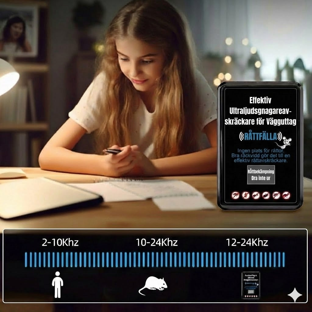 Kraftfull ultraljudsavvisare för vägguttag