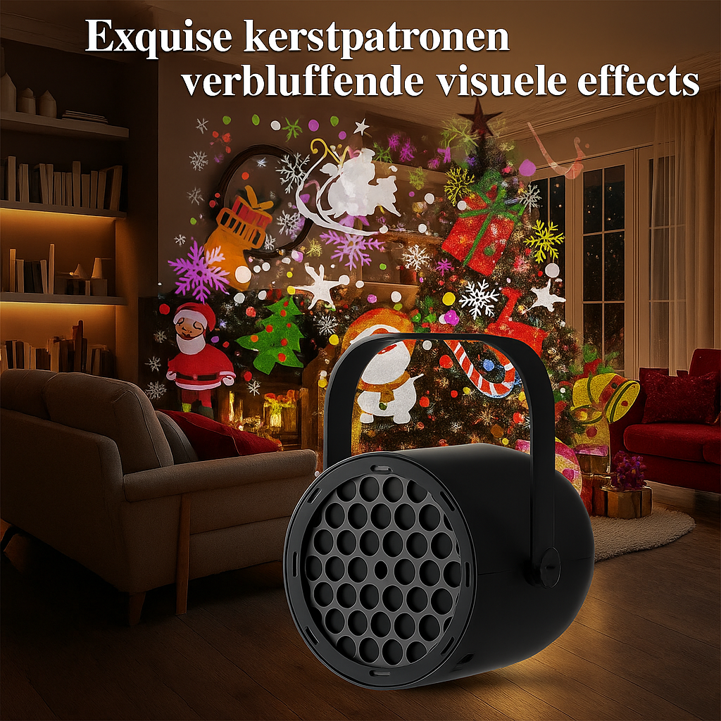 USB-kerstprojectorlamp met 16 patronen