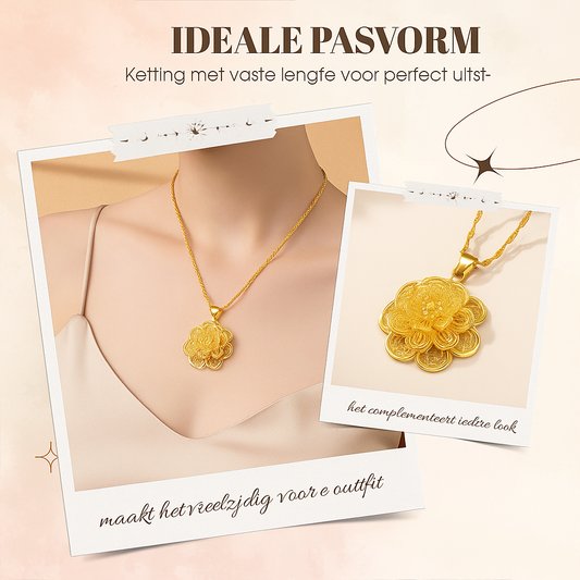Elegante gouden bloemenhanger ketting