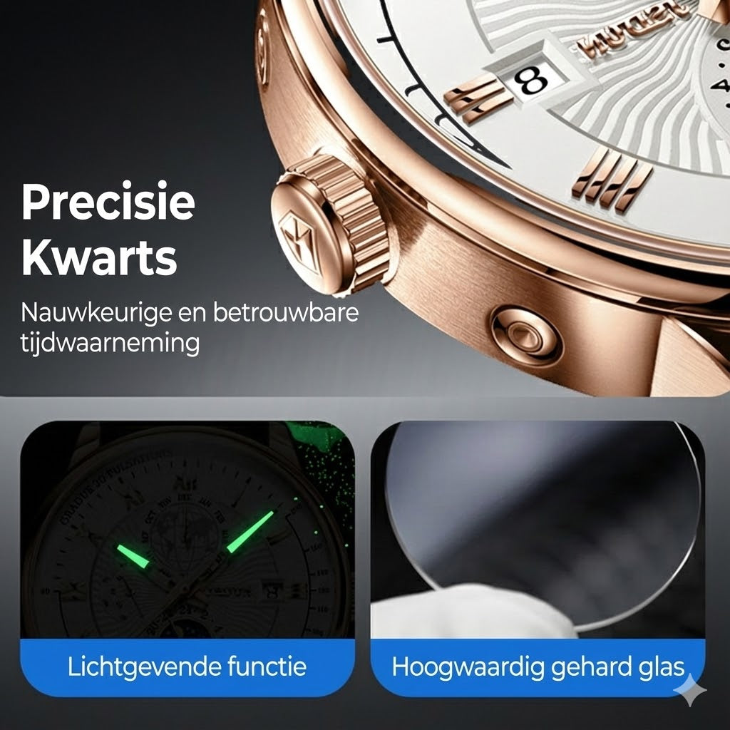 Klassiek en stijlvol quartzhorloge voor heren
