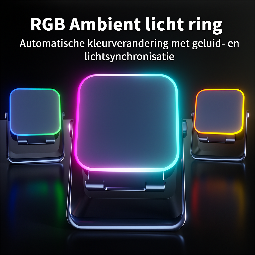 5-in-1 Draadloze Inductie Bluetooth-Luidspreker met Verstelbare Telefoonstandaard