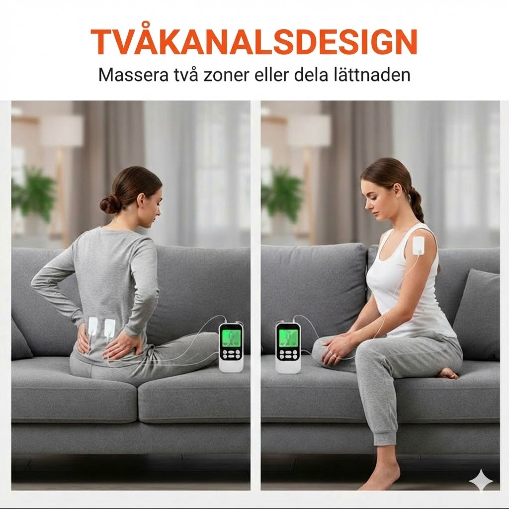 Bärbar Tvåkanalig TENS-Muskelstimulator