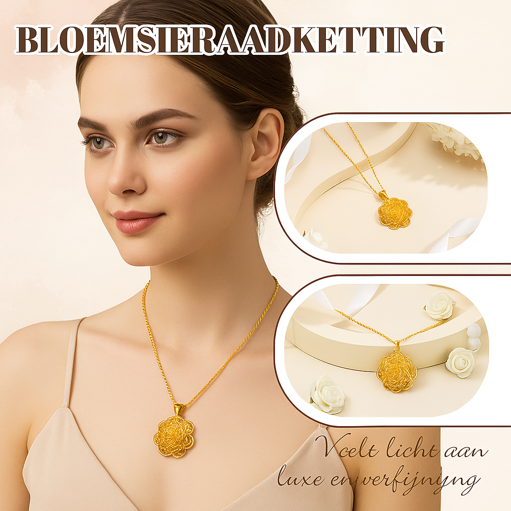Elegante gouden bloemenhanger ketting