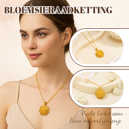 Elegante gouden bloemenhanger ketting