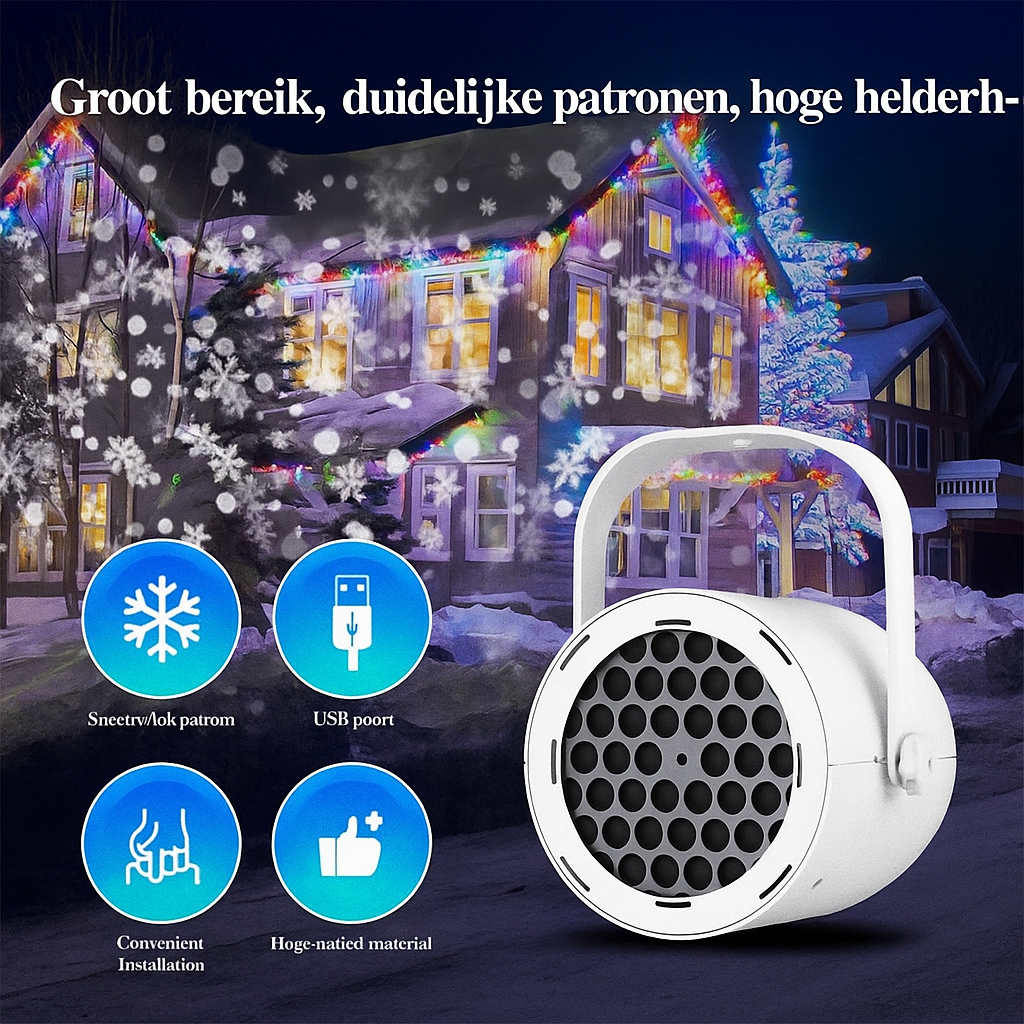 USB-kerstprojectorlamp met 16 patronen