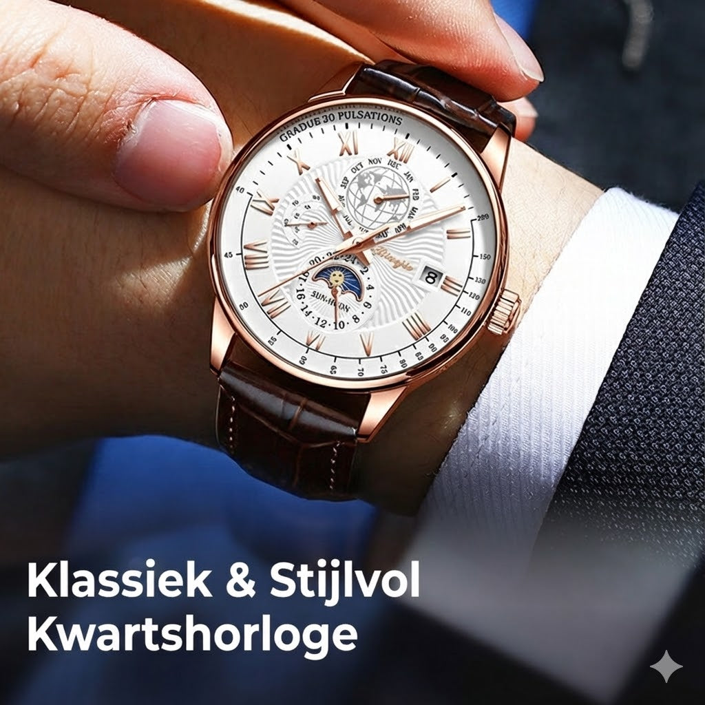 Klassiek en stijlvol quartzhorloge voor heren