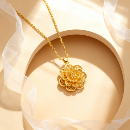 Elegante gouden bloemenhanger ketting
