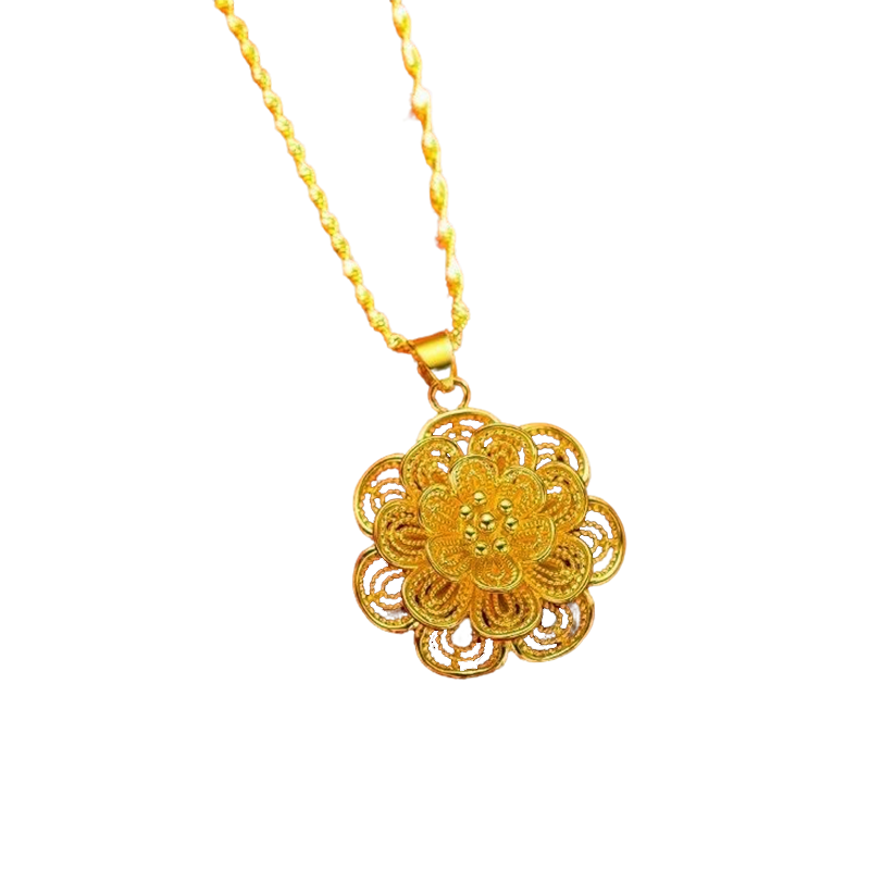 Elegante gouden bloemenhanger ketting