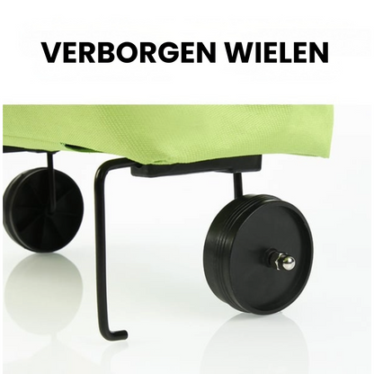 Uitbreidbare boodschappentas op wieltjes